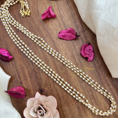 Vriksham Traditional 3 Layred Pearl With Gold Touch 2.5 mm Pearl Beaded Mala-G20115