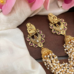 Peacock Jada Billai with Pearl Maatil-Bun Billai-Red-G13075