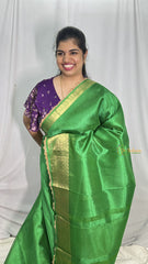 Vriksham Janhvi Kapoor Green Organza Saree-Aari Work Border-Handloom-VS4223