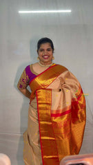 Vriksham Golden & Red Border With Golden Zari Border Pure Silk Saree-VS4991