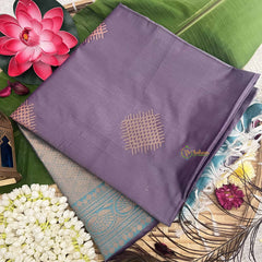 Vriksham Dusty Lavender Squared Design With Gadwal Sky Border Semi Soft Silk Saree-VS4878