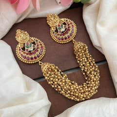 Premium Lakshmi Jada Billai with Golden Pearl Maatil-Bun Billai-Red Green-G13094