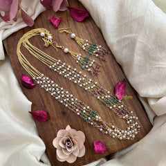 Vriksham Handcrafted Ethnic Statement 5 Layered Green & Red Pearl Beaded Mala-G20104