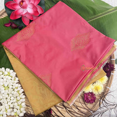 Vriksham Onion Pink With Golden Yellow Border Semi Soft Silk Saree-VS4884