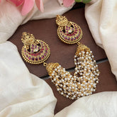 Premium Lakshmi Jada Billai with Pearl Maatil-Bun Billai-Red-G13096