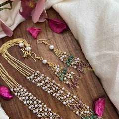 Vriksham Handcrafted Ethnic Statement 5 Layered Green & Red Pearl Beaded Mala-G20104