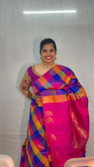 Vriksham Multi Color Paalum Pazhamum Checks Thirubuvanam Silk Saree-Pure Silk-VS4984