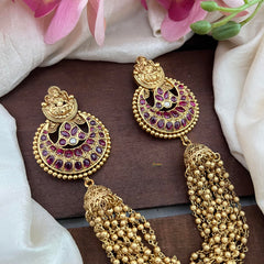 Premium Lakshmi Jada Billai with Golden Pearl Maatil-Bun Billai-Red-G13095