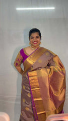 Vriksham Faded Purple With Purple Gold Zari Korvai Pure Silk Saree-VS4986