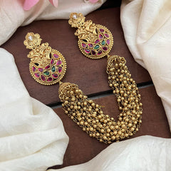 Red Green Bridal Jada Billai with Golden Pearl Maatil-Bun Billai-G13066