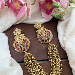 Red Green Bridal Jada Billai with Golden Pearl Maatil-Bun Billai-G13066