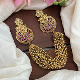 Red Bridal Jada Billai with Golden Pearl Maatil-Bun Billai-G13065