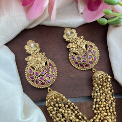 Red Bridal Jada Billai with Golden Pearl Maatil-Bun Billai-G13065