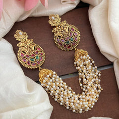 Red Green Bridal Jada Billai with Pearl Maatil-Bun Billai-G13064