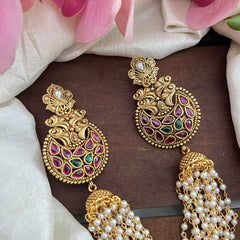 Red Green Bridal Jada Billai with Pearl Maatil-Bun Billai-G13064