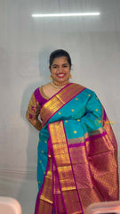 Vriksham Firosa Shade With Pink Gold Zari Korvai Pure Silk Saree-VS4981