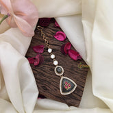 Vriksham Premium Grayish Olive Natural Jadau Stone Maang Tikka-G16041