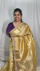 Vriksham Janhvi Kapoor Mustard Yellow Organza Saree-Lace Border-Handloom-VS4233