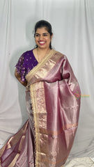 Vriksham Janhvi Kapoor Lavender Organza Saree-Lace Border-Handloom-VS4234