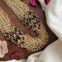 Vriksham Rajvika Multicolor Beaded Pearl With Earrings Traditional 25 Layered Beaded Mala Set-G20112