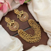 Antique Lakshmi Jada Billai with Golden Pearl Maatil-Bun Billai-Red-G13093