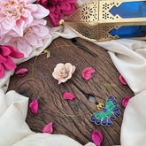 Vriksham Butterfly Pendant Invisible Chain-Blue & Turquoise -G18401