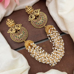 Antique Lakshmi Jada Billai with Pearl Maatil-Bun Billai-Red Green-G13091