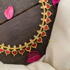 Vriksham Tradional Kerala Palakka Neckpiece-50 Palakka-Red-G17269