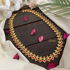 Vriksham Tradional Kerala Palakka Neckpiece-50 Palakka-Red-G17269
