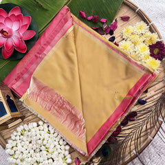 Vriksham Onion Pink With Golden Yellow Border Semi Soft Silk Saree-VS4884