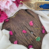 Vriksham Elegant Lotus Pendant Invisible Chain-Green-G18405