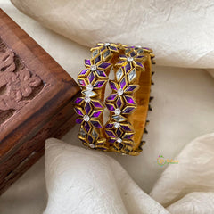 Purple Kids Silk Thread Kundan Bangle-Diced Flower-G12303