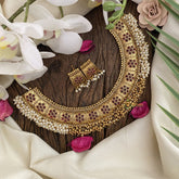 Vriksham Premium Cluster Pearl & Ghungroo Hasli Choker-Red-G17214