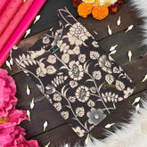 Vriksham Elegant Charcoal Cream Floral Black Kalamkari Cotton Kurti-VS5076