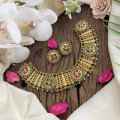 Vriksham Designer Pastel Green Gop Type Choker-G17217