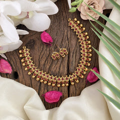 Vriksham Premium Gold Look Alike Choker-Red-G17218