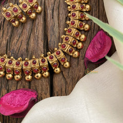 Vriksham Premium Gold Look Alike Choker-Red-G17218