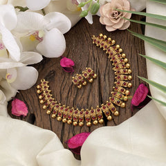 Vriksham Premium Gold Look Alike Choker-Red-G17218