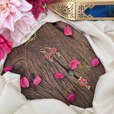 Vriksham Exquisite Floral Pendant Invisible Chain-Red Green-G18416