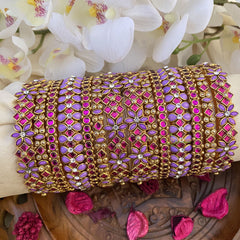 Vriksham Silk Thread Kundan Bridal Bangle Set-Lavender & Rani Pink-G16249