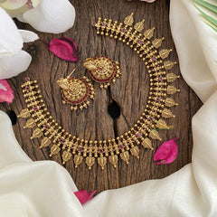 Vriksham Gold Look Alike Designer Neckpiece-Red-G17224