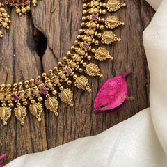 Vriksham Gold Look Alike Designer Neckpiece-Red-G17224