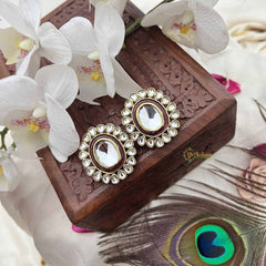 Vriksham Traditional Oval Maroon Kundan Stud Earrings-G20144