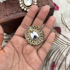 Vriksham Traditional Oval Maroon Kundan Stud Earrings-G20144