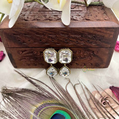 Vriksham Elegant Crystal Gold-Plated Statement Studs for Party Wear Drop Earrings-G20140