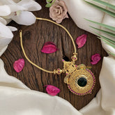 Vriksham Traditional Lakshmi Palakka Green Stone Pendant Neckpiece-G17228