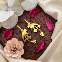 Vriksham Classic Parrot Style Pearl Detailing Kundan Jadau Bugadi-Red White & Green-J4150