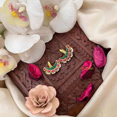 Vriksham Unique Emerald Ruby Crescent Pearl Detailing Kundan Jadau Bugadi-J4143