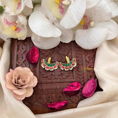 Vriksham Unique Emerald Ruby Crescent Pearl Detailing Kundan Jadau Bugadi-J4143