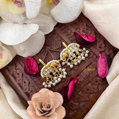 Vriksham Golden Elephant Grid Pearl Drop Kundan Jadau Bugadi-J4136